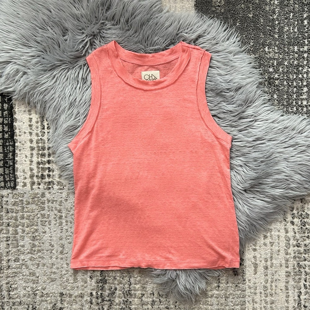 Chaser Women's Raw Hem Coral Sleeveless Tank‎ Size Small
